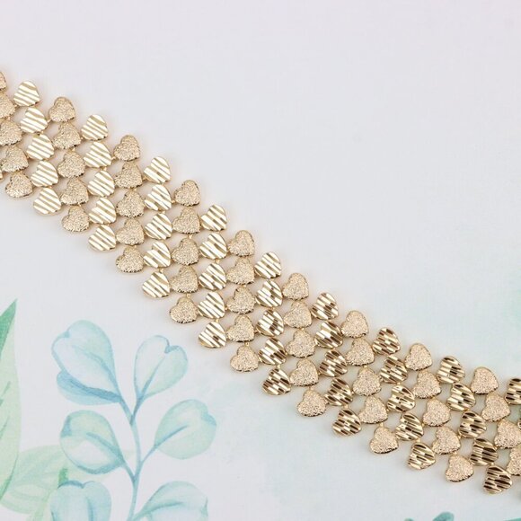 "Wide Heart Pattern Rose Gold Bracelet for Women, Bold Design, XPBL0897 - Picture 3 of 12